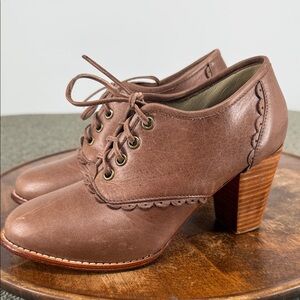 Bali Elf Brand Shoes Wm (est) 5.5-6 Brown Leather Oxford Block Heel Booties